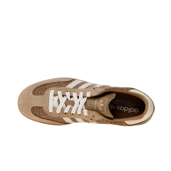 حذاء رياضي منخفض من سامبا أو جي، مصنوع من الكرتون / أبيض طباشيري / بني صحراوي