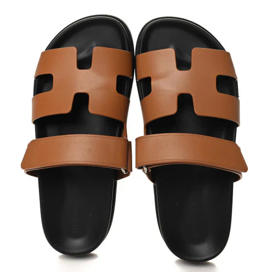 Hermes Calfskin Womens Chypre Sandals Naturel