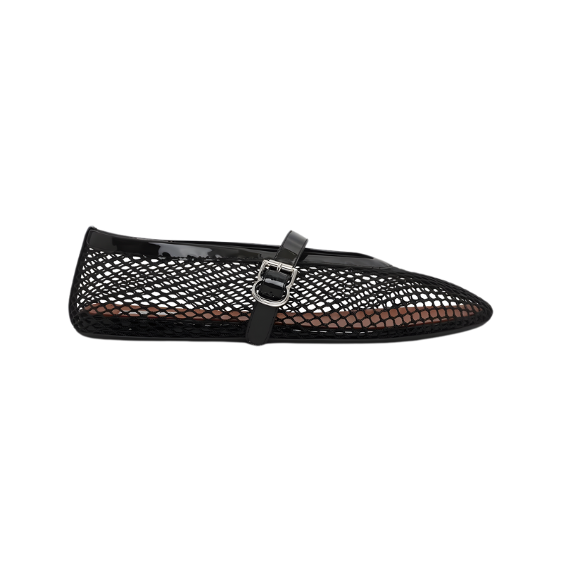 Alaïa Fishnet Ballerina Flats | Black