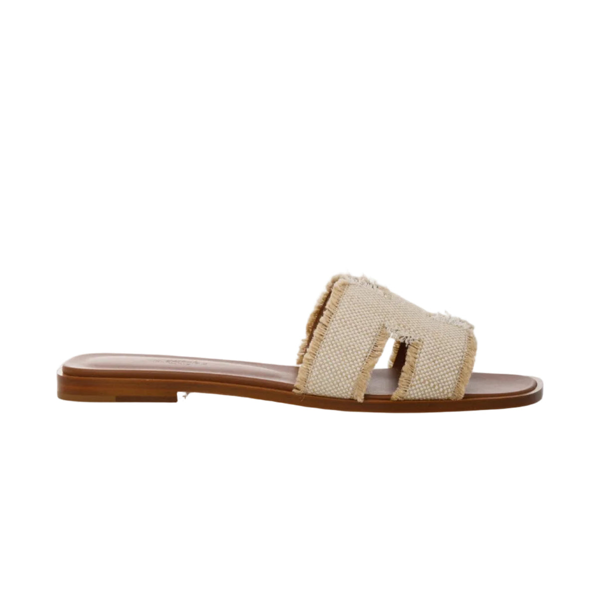 HARD TO FIND HERMES Oran Sandal Beige in Fringed Linen Canvas