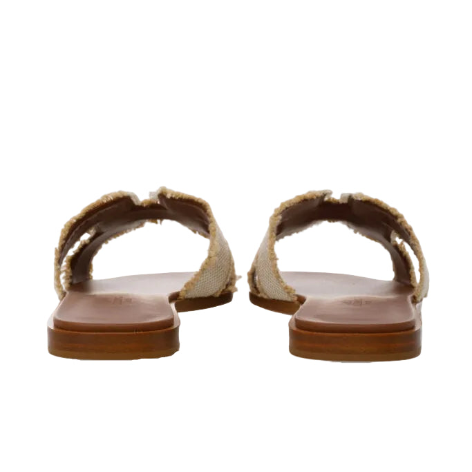 HARD TO FIND HERMES Oran Sandal Beige in Fringed Linen Canvas