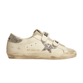 Golden Goose Super-Star Old School with silver glitter star and ice-gray suede tongue(Women's)