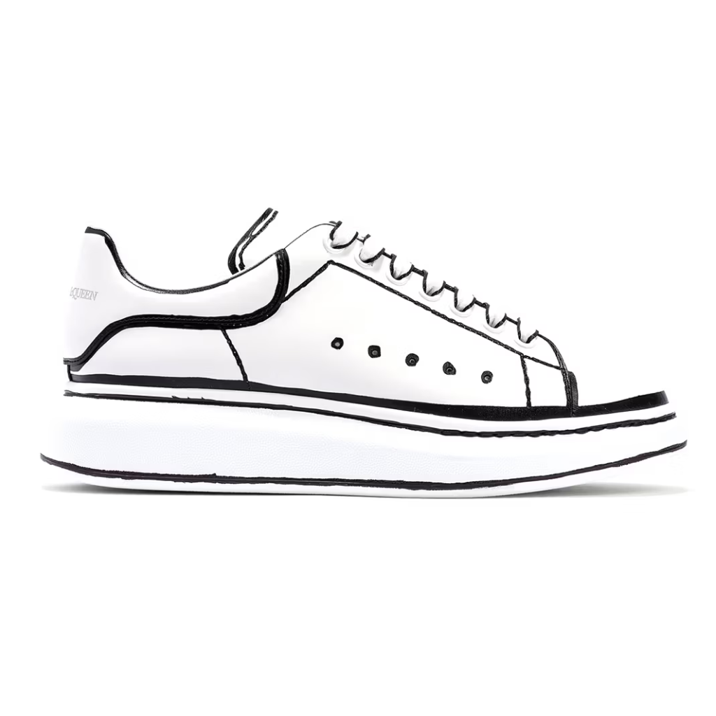 Sale Alexander Mcqueen Oversized – White Black Outline