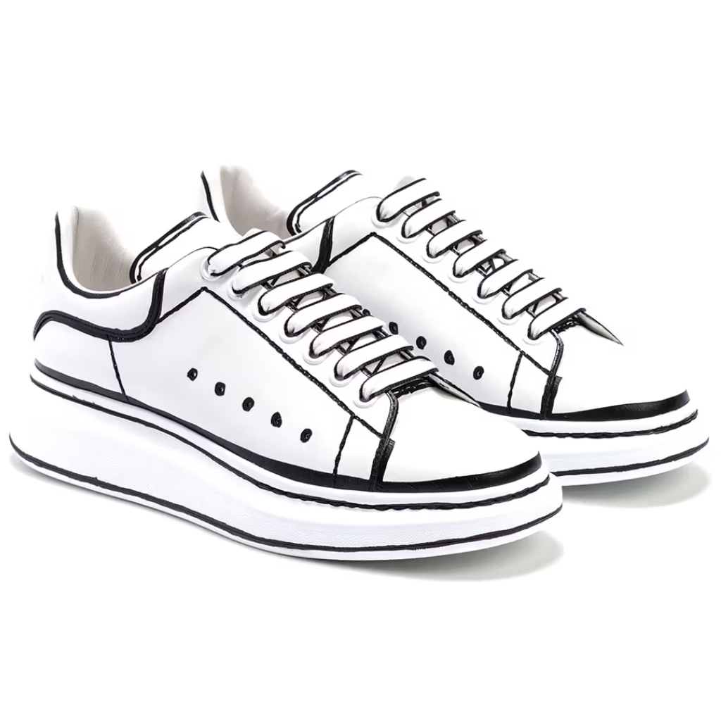Sale Alexander Mcqueen Oversized – White Black Outline