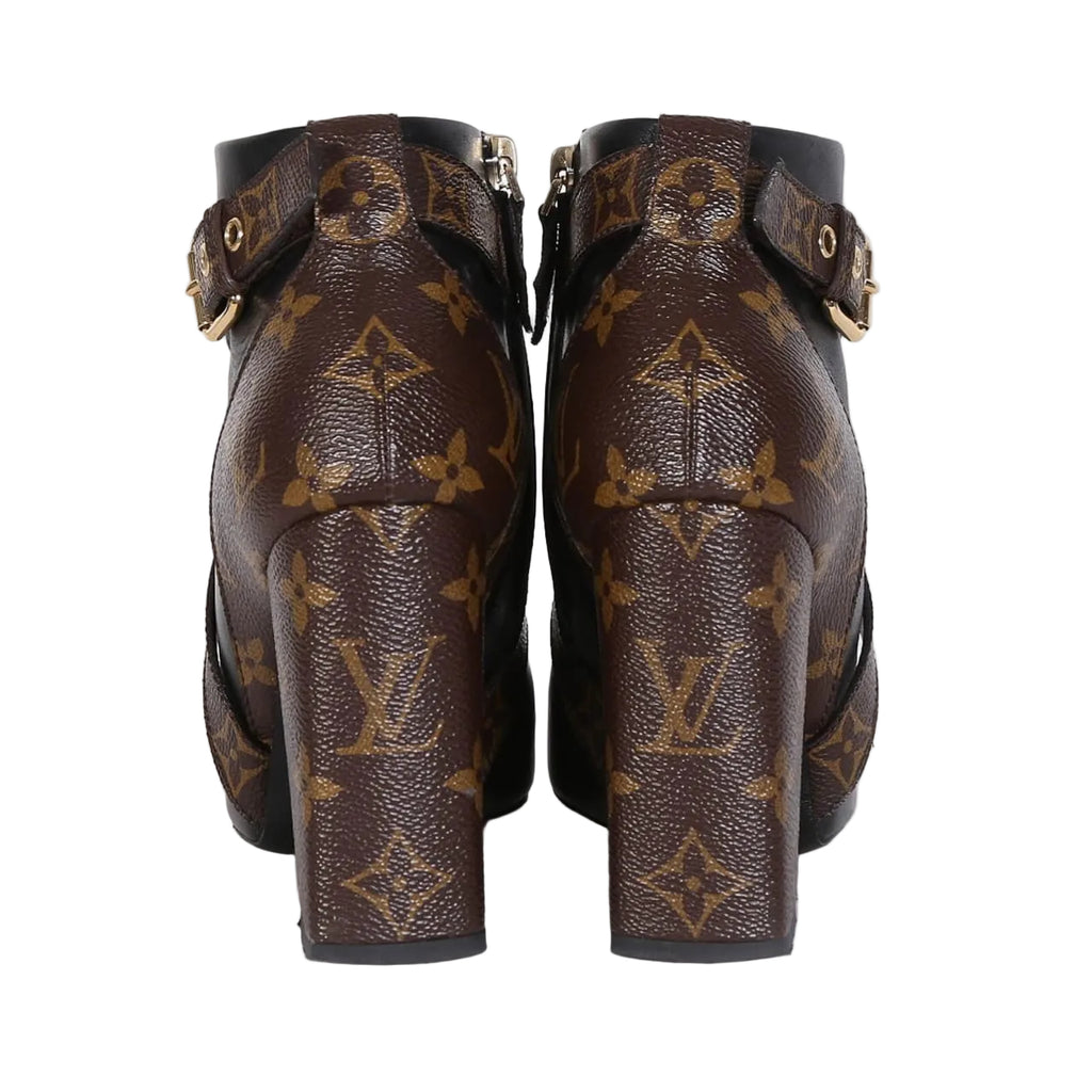 Louis Vuitton Matchmake Calfskin & Monogram Heel Ankle Boots Black
