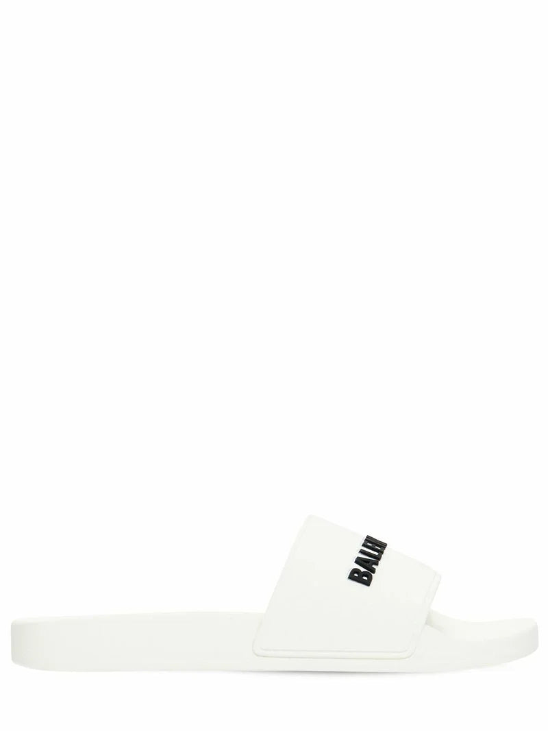 Sale BALENCIAGA - Logo Rubber Pool Slide Sandals