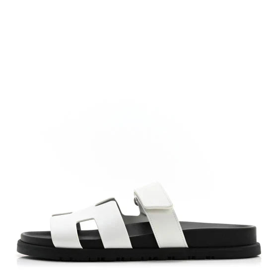 Hermes Calfskin Womens Chypre Sandals White