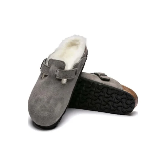 Birkenstock Boston Shearling Suede 'Stone Coin' (Women)